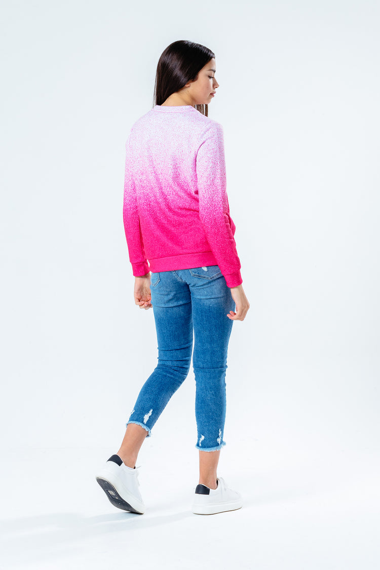 Hype Pink Speckle Fade Kids Crew Neck