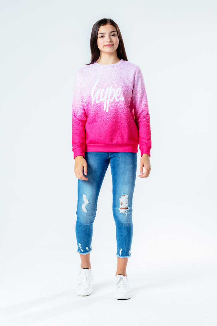 Hype Pink Speckle Fade Kids Crew Neck