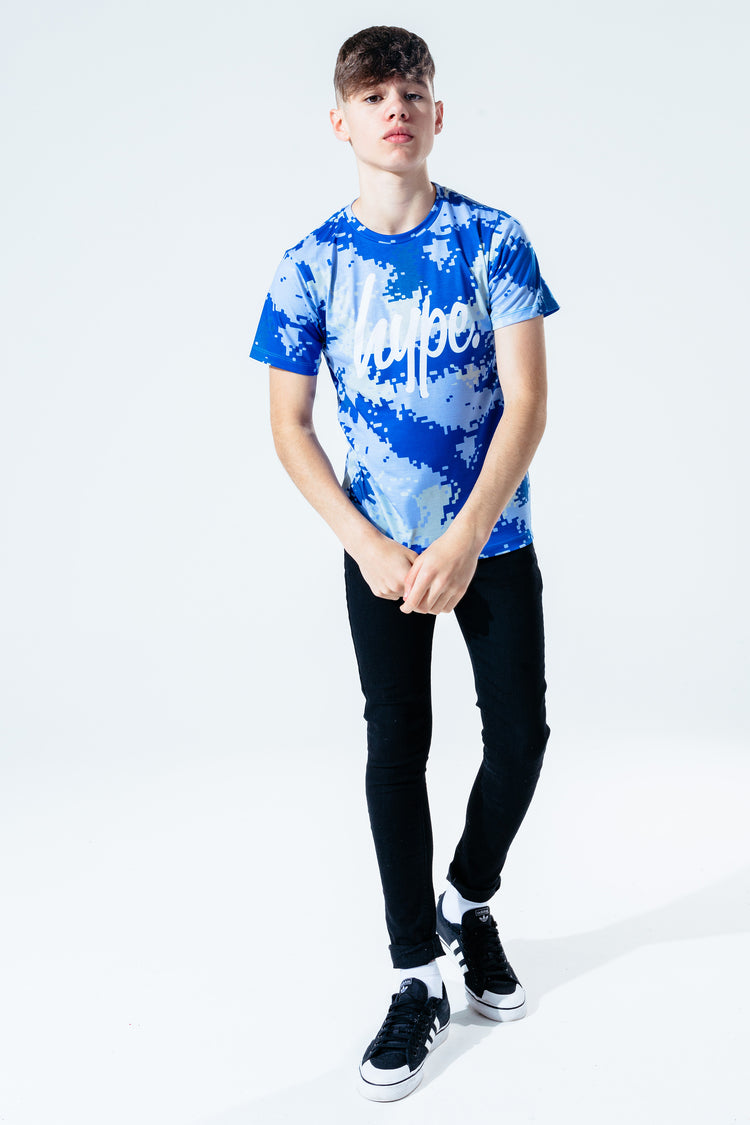 Hype Blue Digital Camo Kids T-Shirt