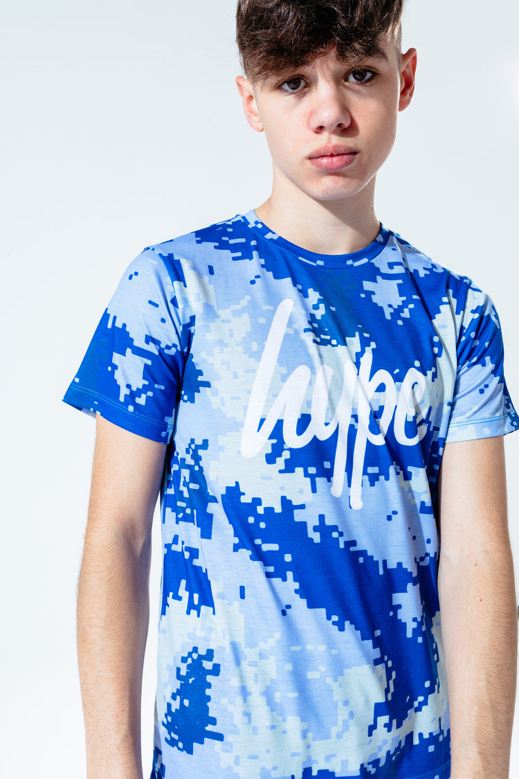 Hype Blue Digital Camo Kids T-Shirt