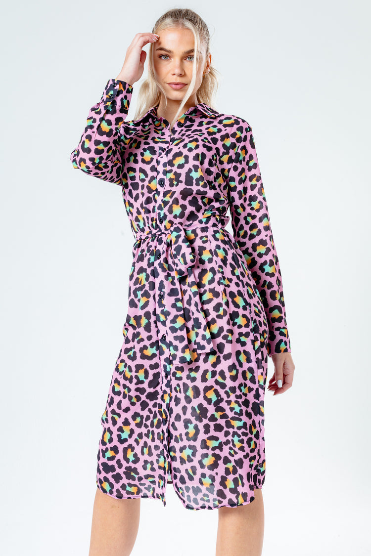 Hype Disco Leopard Women'S Shirt Dress