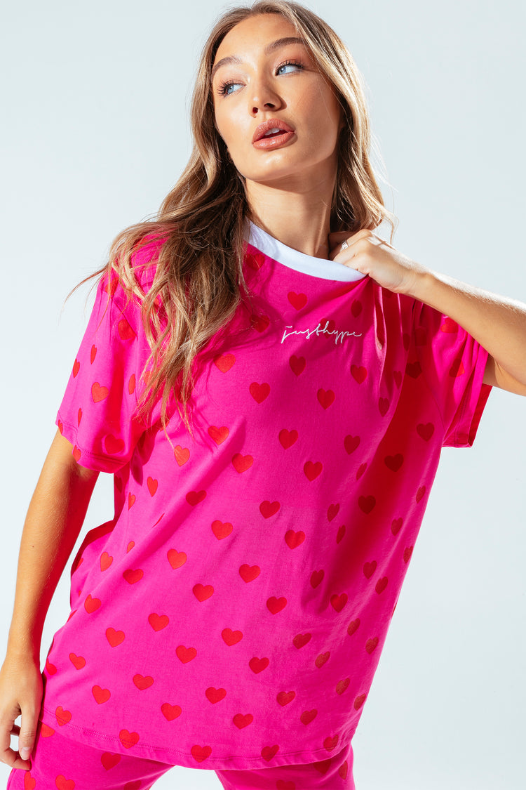 Hype Pink Heart Women'S Oversized T-Shirt