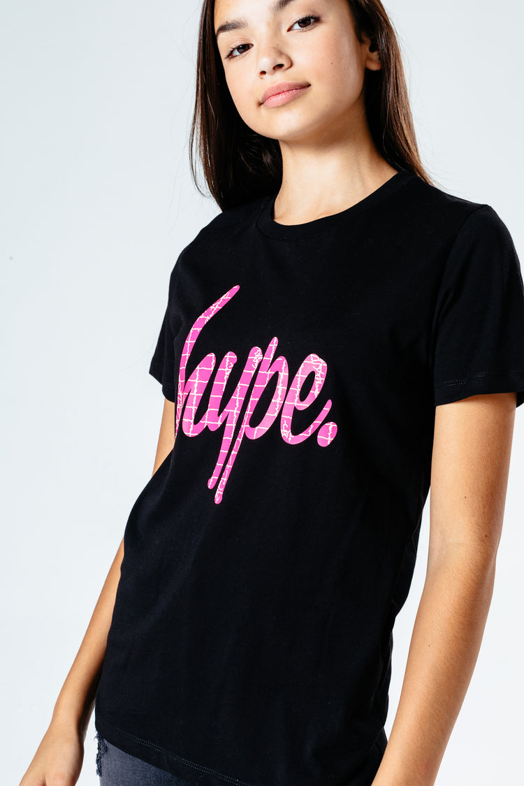 Hype Pink Snake Skin Script Kids T-Shirt