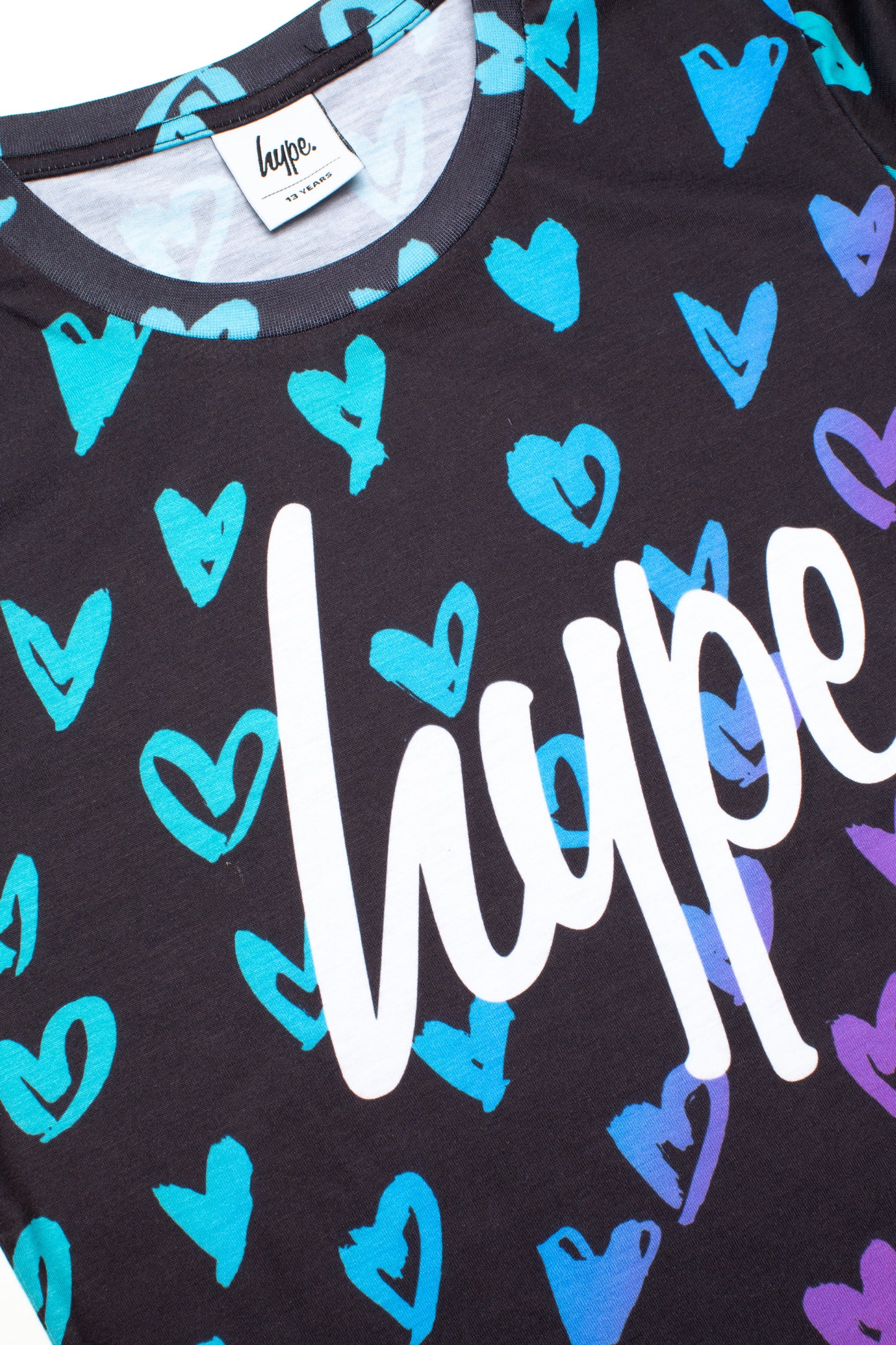 Hype Girls Black Scribble Heart T-Shirt