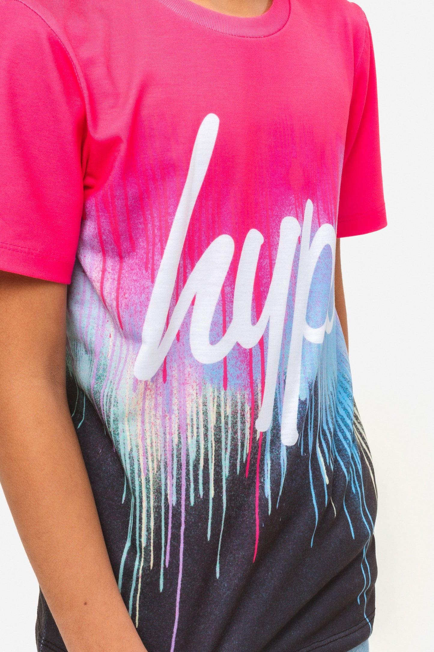 Hype Girls Pink Drip Script T-Shirt