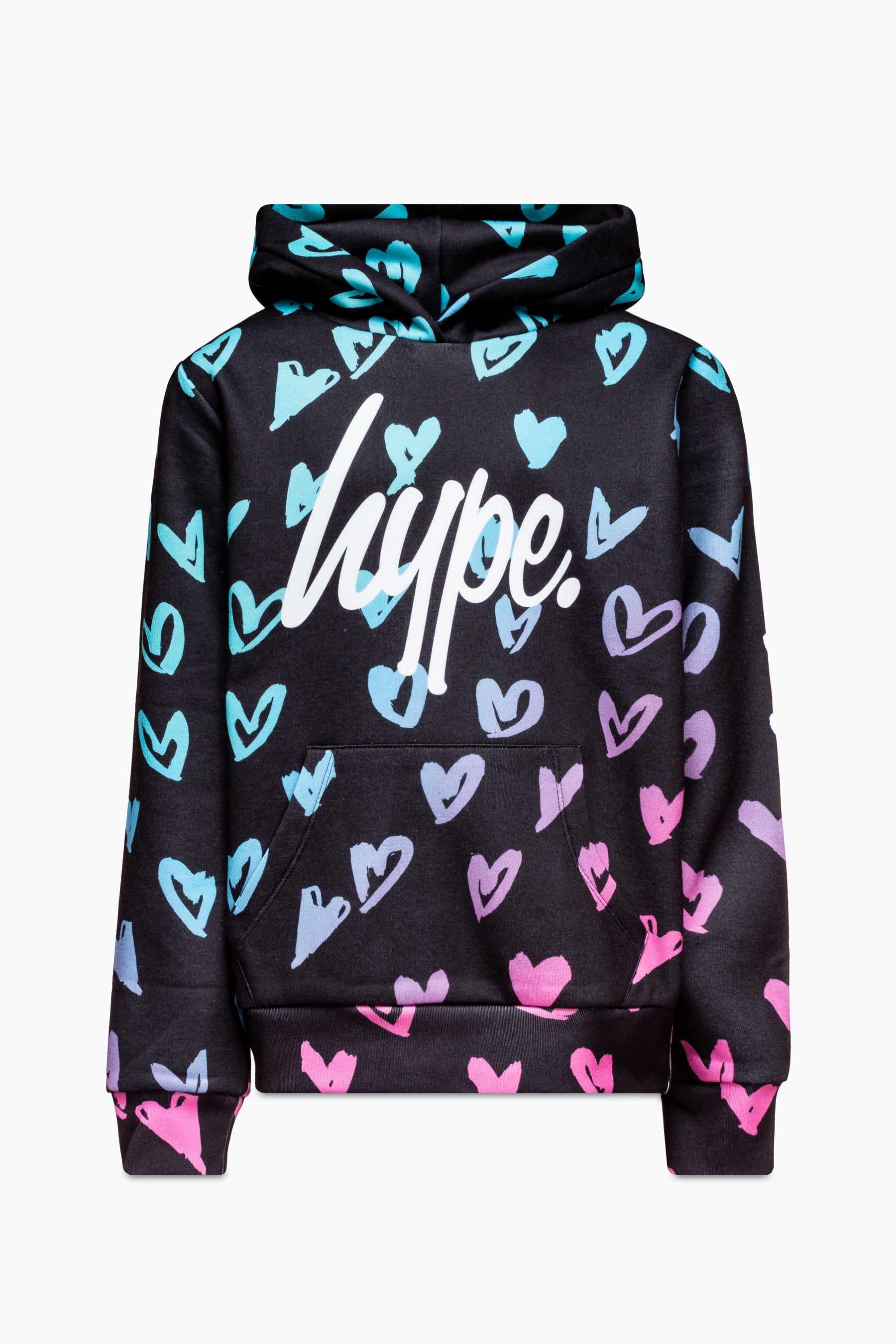 Hype Girls Scribble Heart Pink Script Hoodie Hype