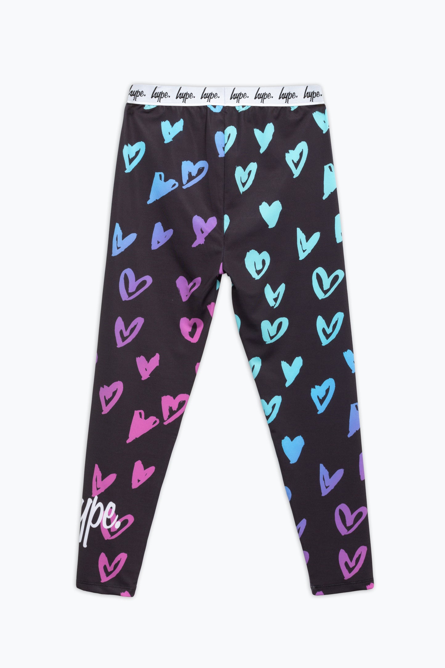 Hype Girls Scribble Heart Pink Script Leggings