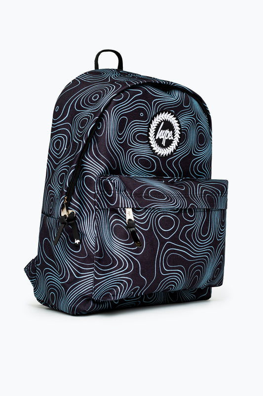 HYPE UNISEX BLACK TOPOGRAPHIC CREST BACKPACK