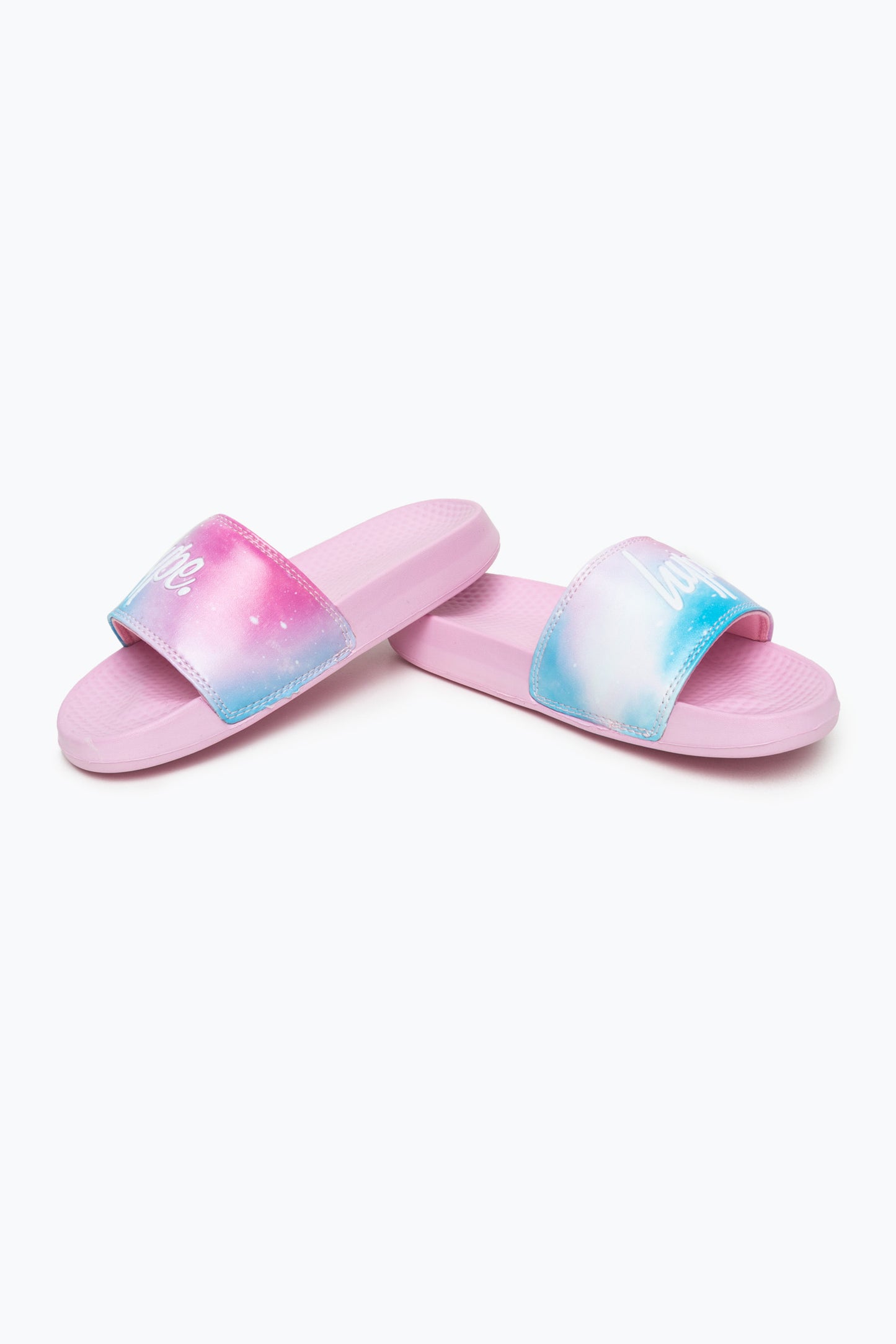 Hype Kids Unisex Pink Pastel Fade Script Sliders