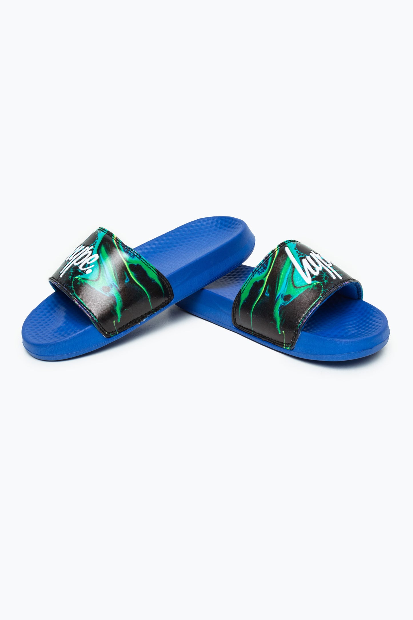 Hype Kids Unisex Black Marble Ink Mini Script Sliders