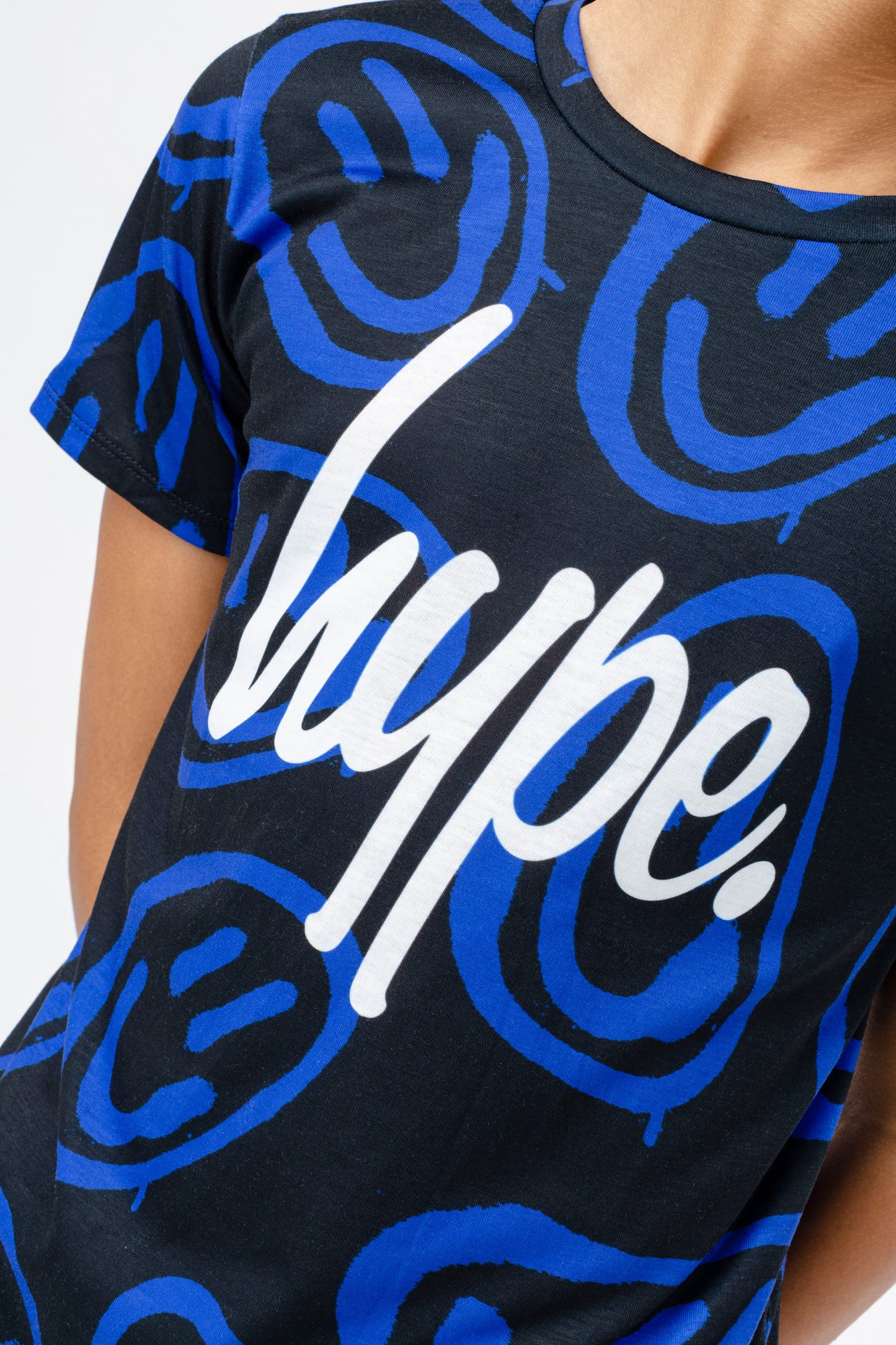 Hype Boys Blue Trippy Face Script T-Shirt