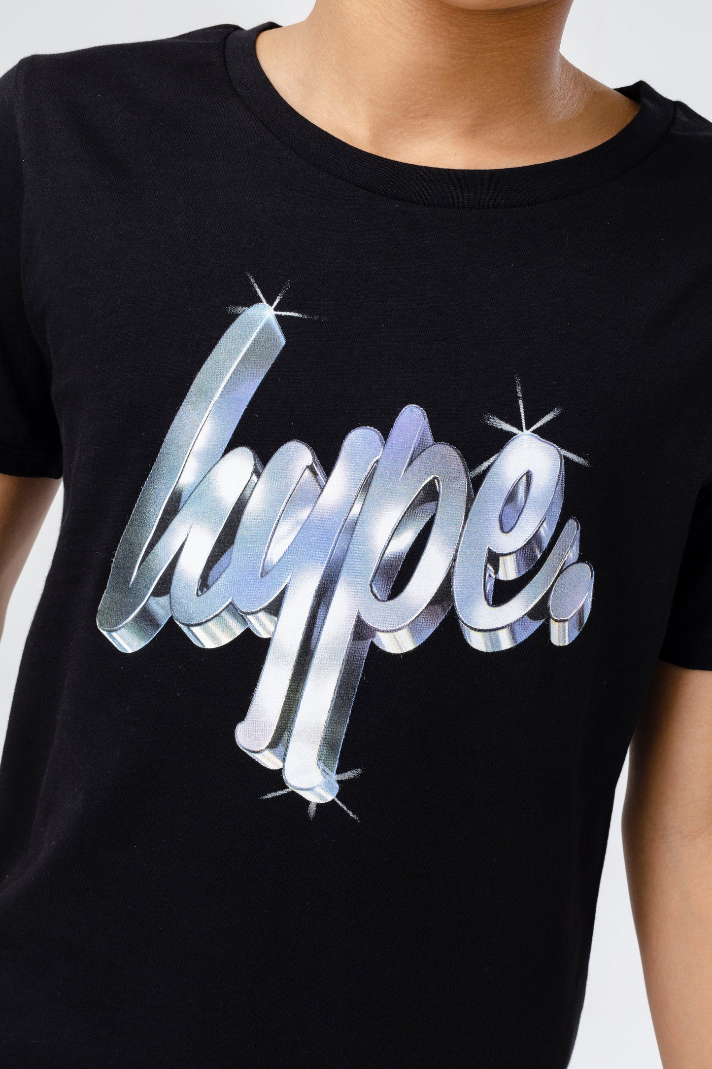 Hype Boys Black Metallic Script T-Shirt