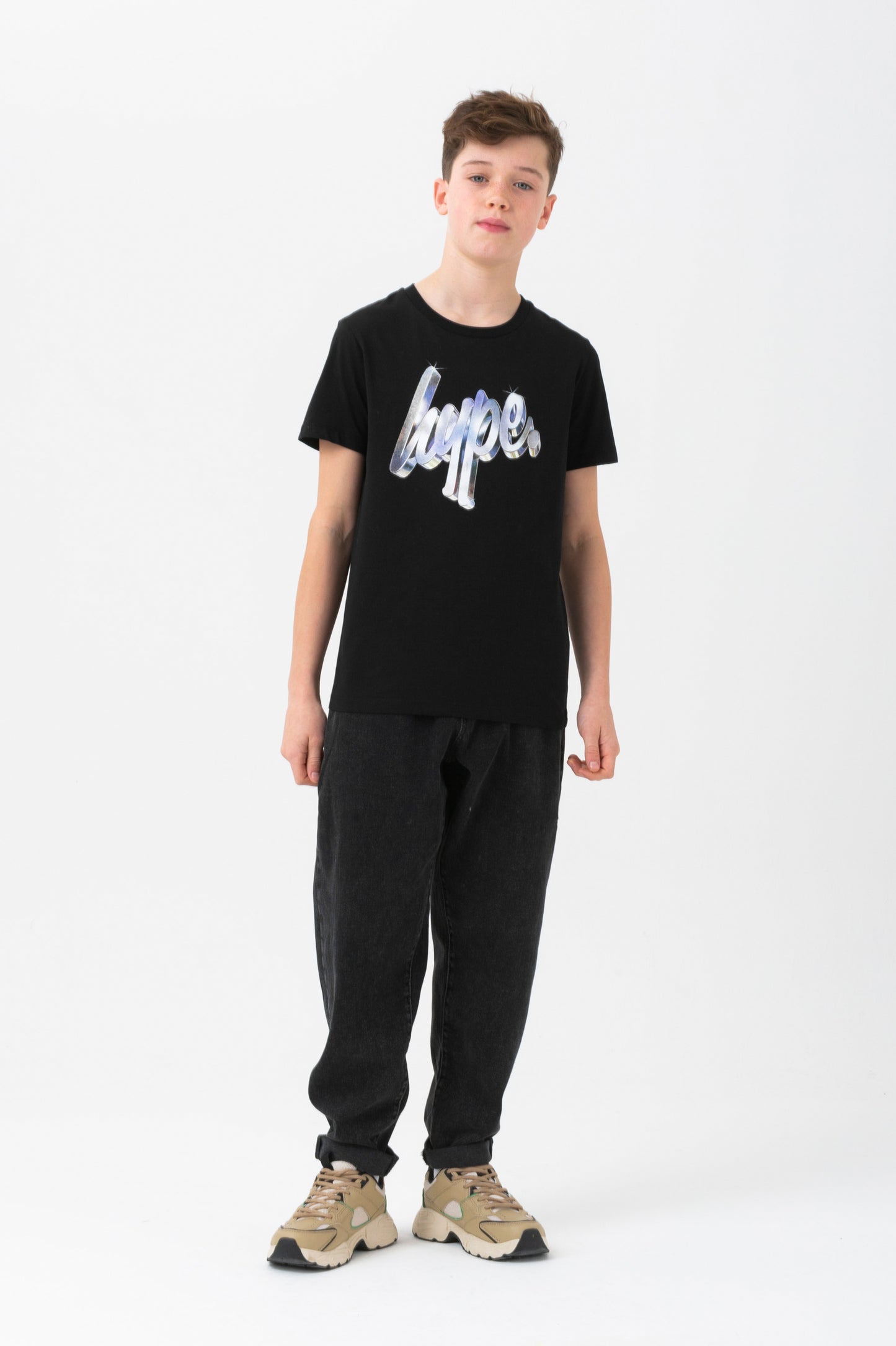 Hype Boys Black Metallic Script T-Shirt