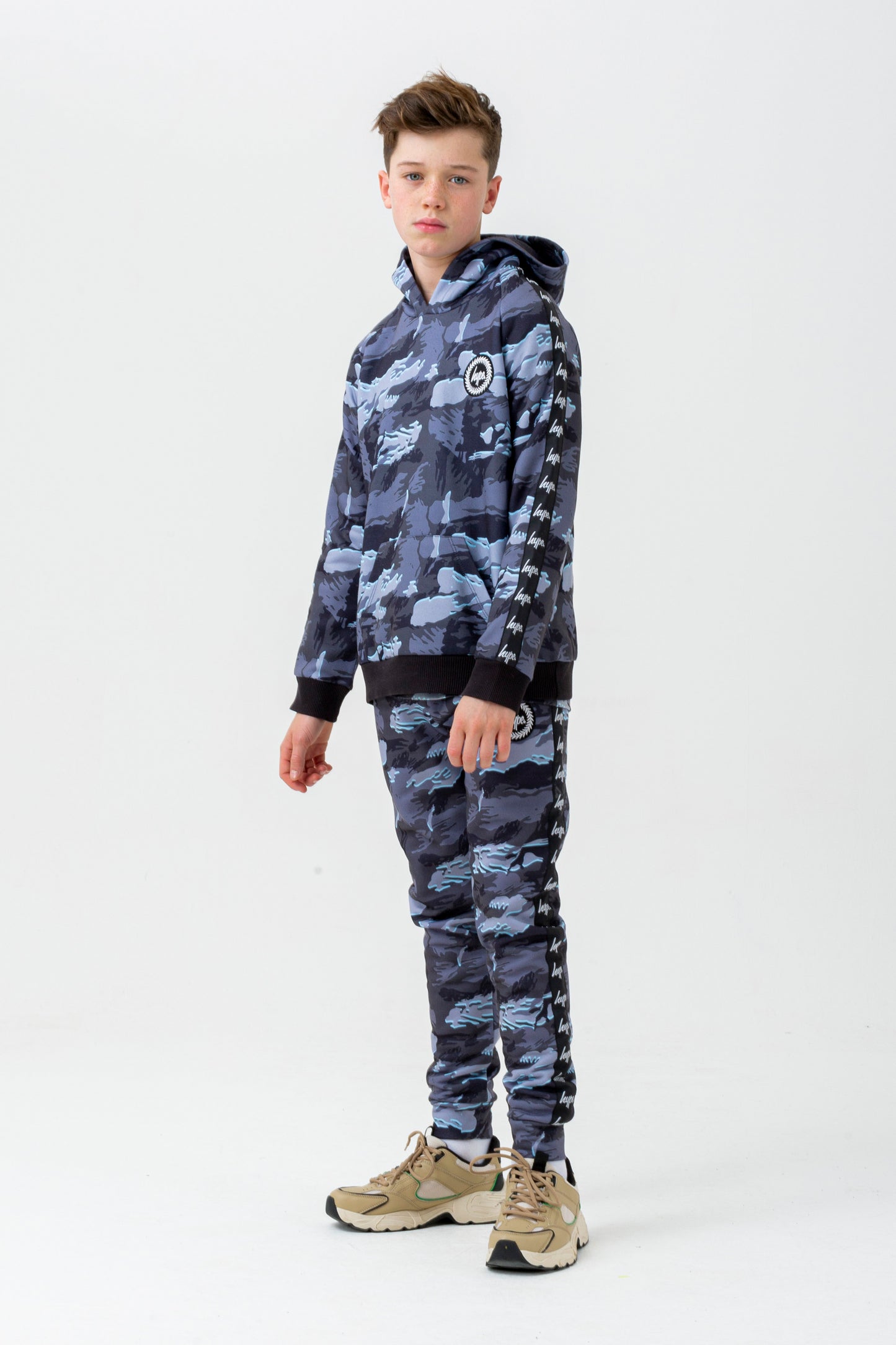 Hype Boys Grey Gloom Camo Crest Joggers