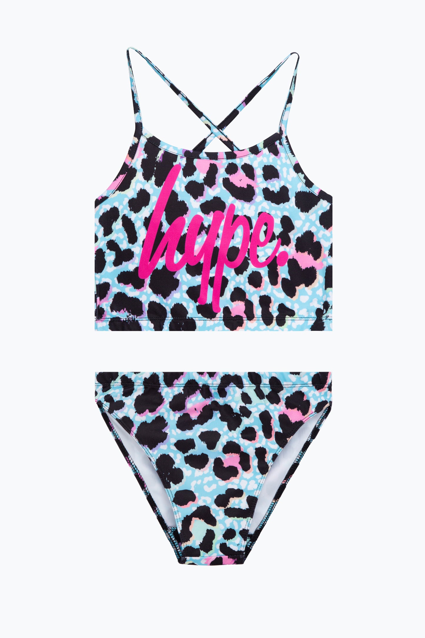 Hype Girls Blue Ice Leopard Script Bikini