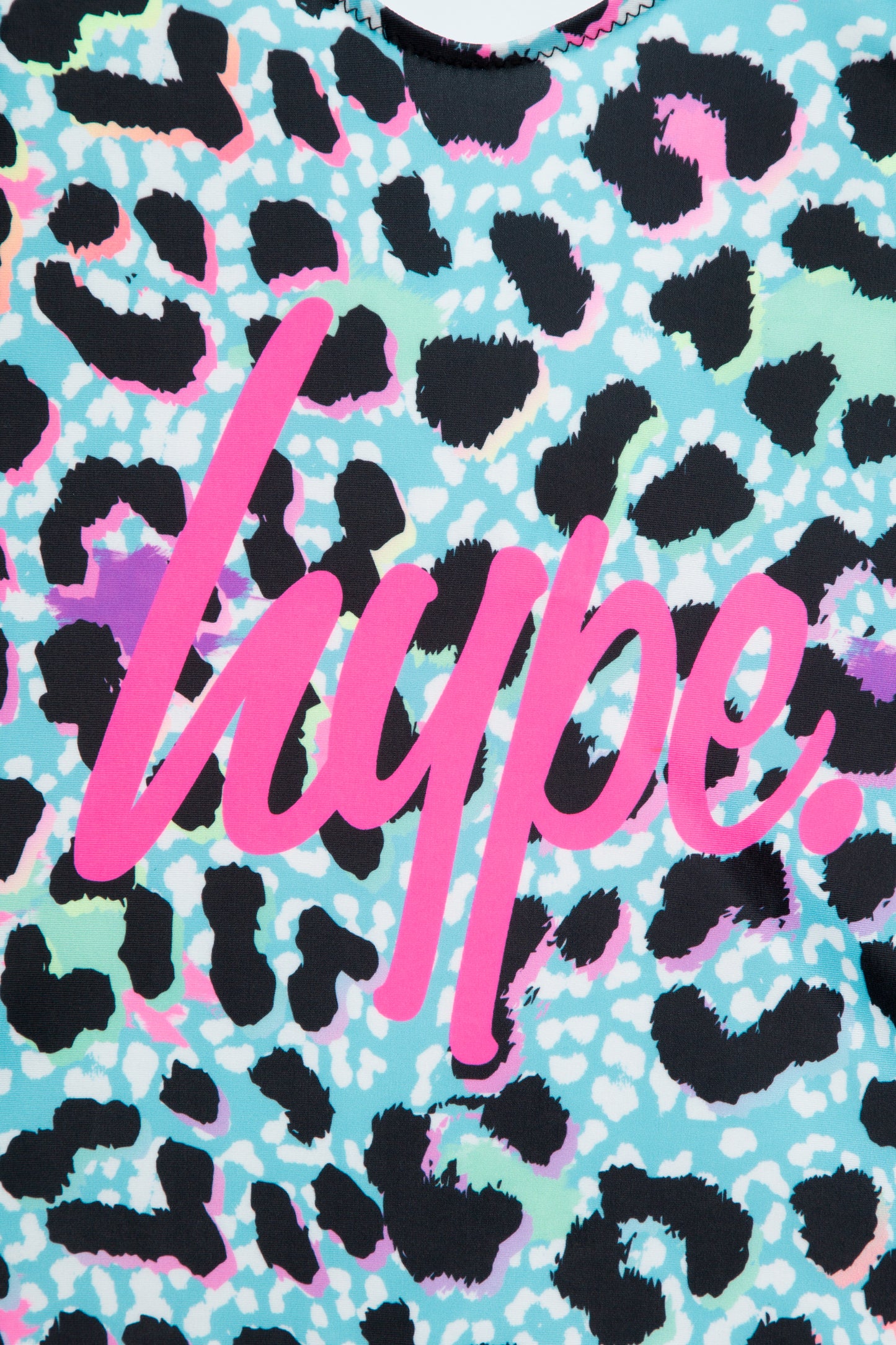 Hype Girls Blue Ice Leopard Script Swimsuit