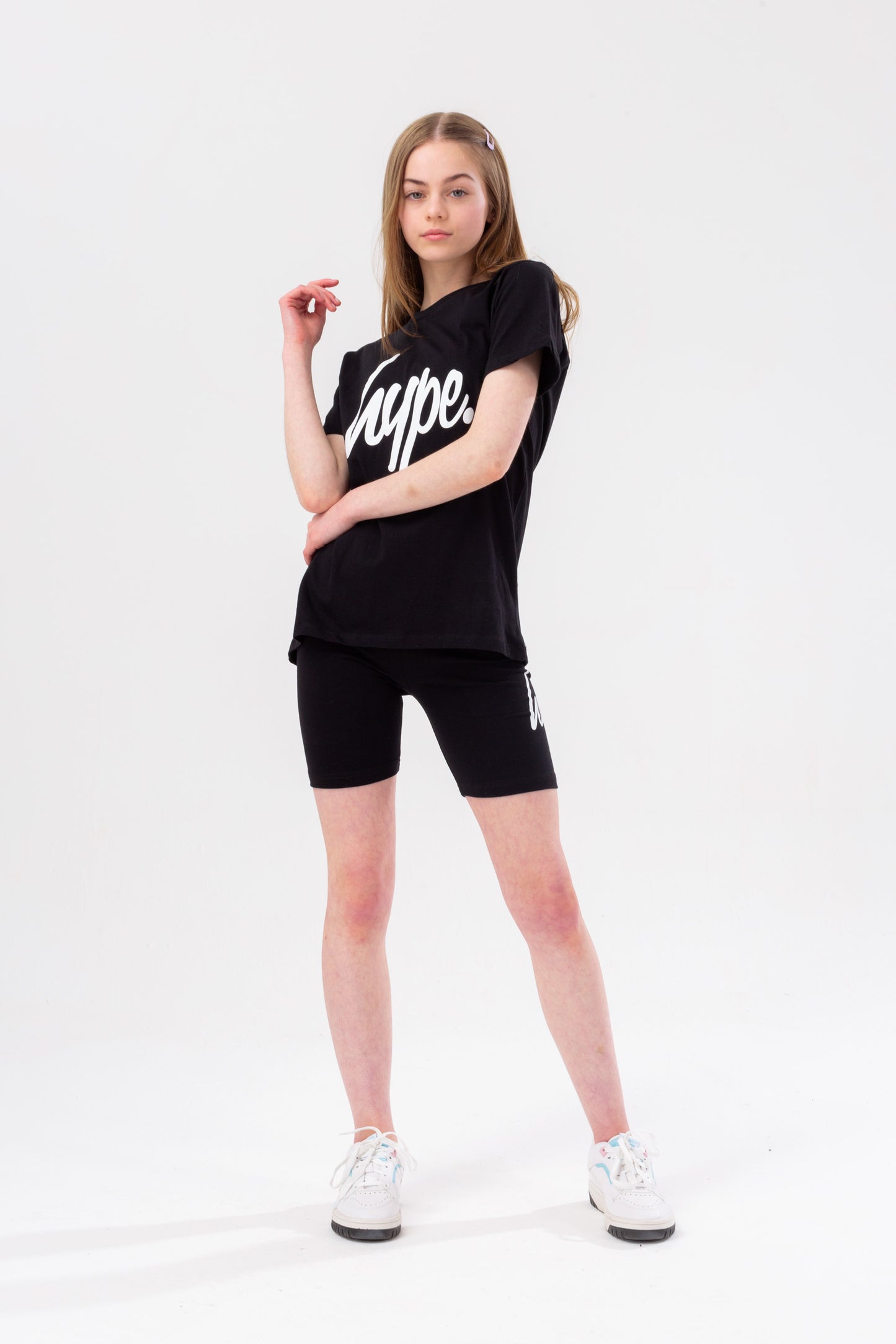 Hype Girls Black Script Tee And Shorts Set