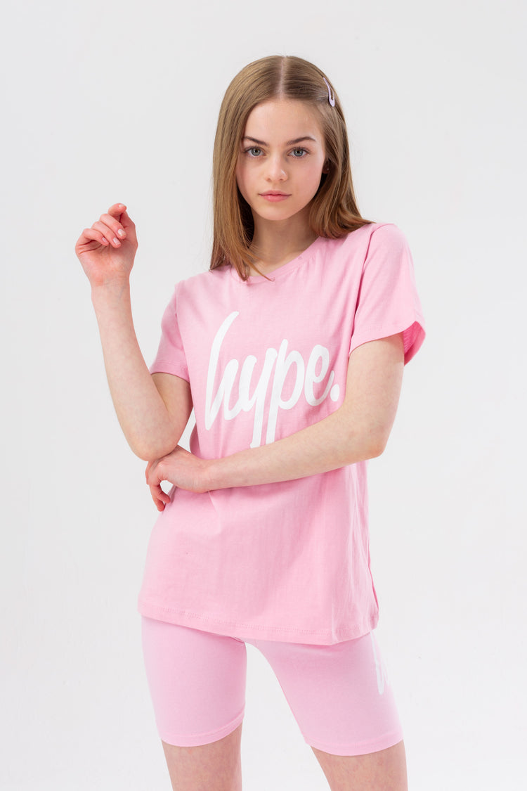 HYPE GIRLS PINK SCRIPT TEE AND SHORTS SET