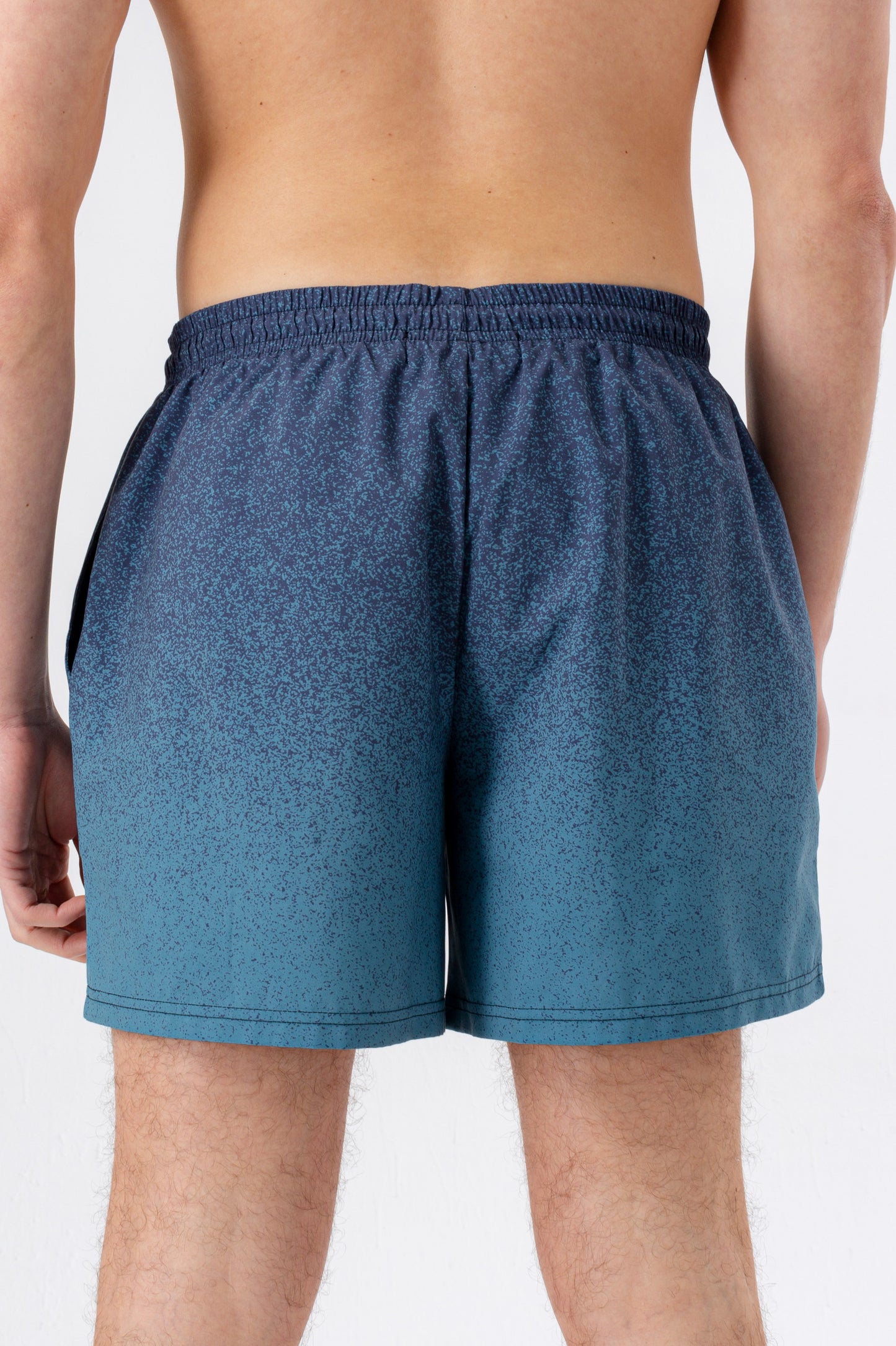 Hype Mens Blue Speckle Fade Scribble Patch Swim Shorts