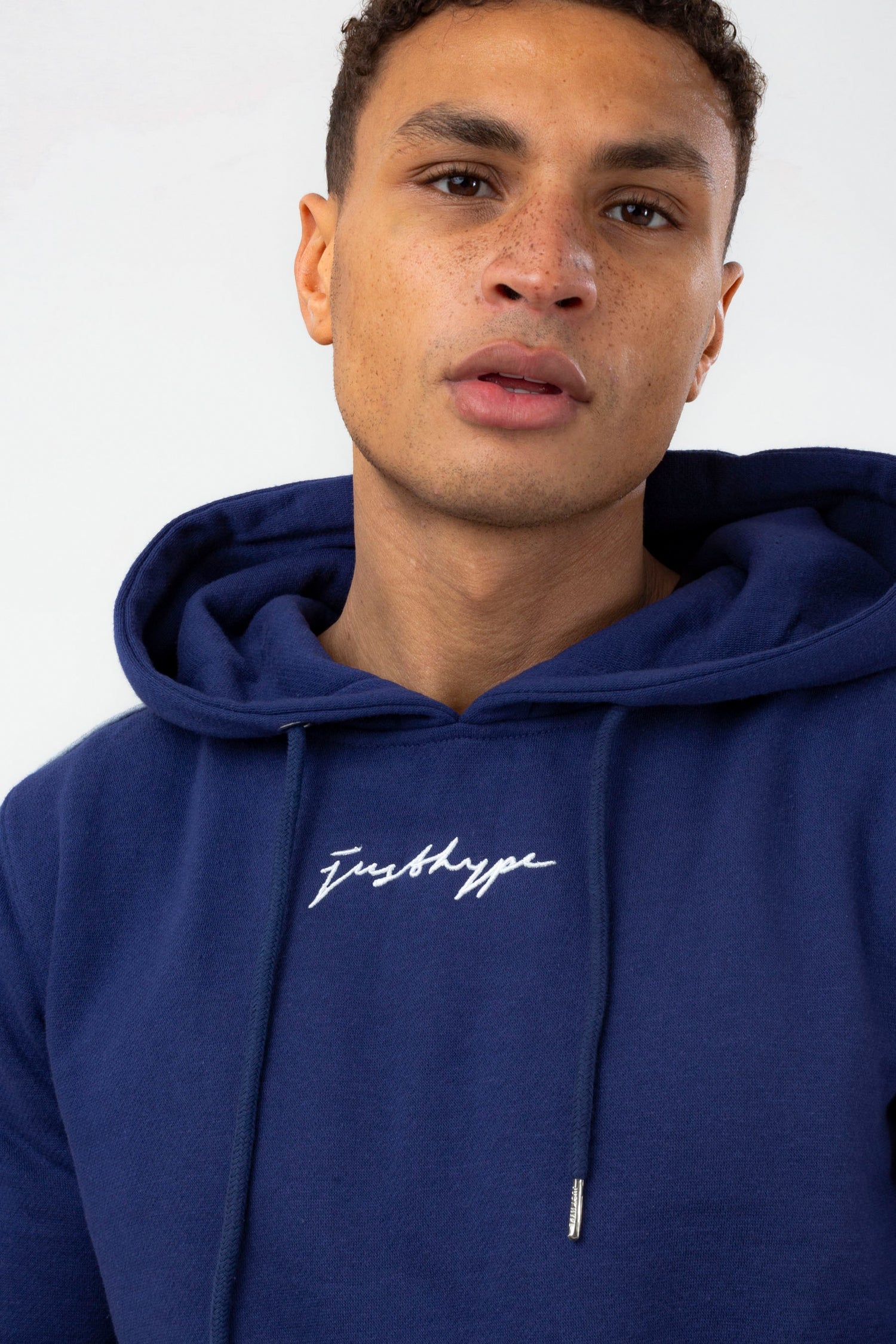 Boohoo Man Signature Over The Head Hoodie in Blue