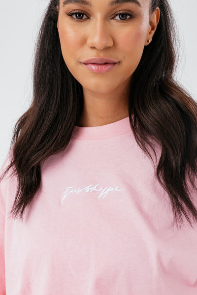 HYPE WOMENS PINK SCRIBBLE BOXY T-SHIRT