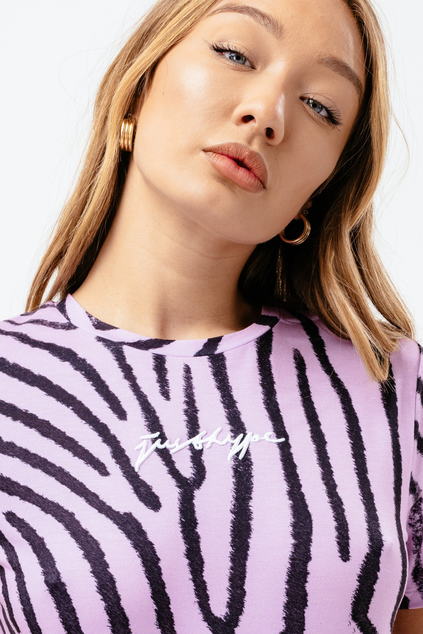 Hype Womens Lilac Zebra Scribble T-Shirt