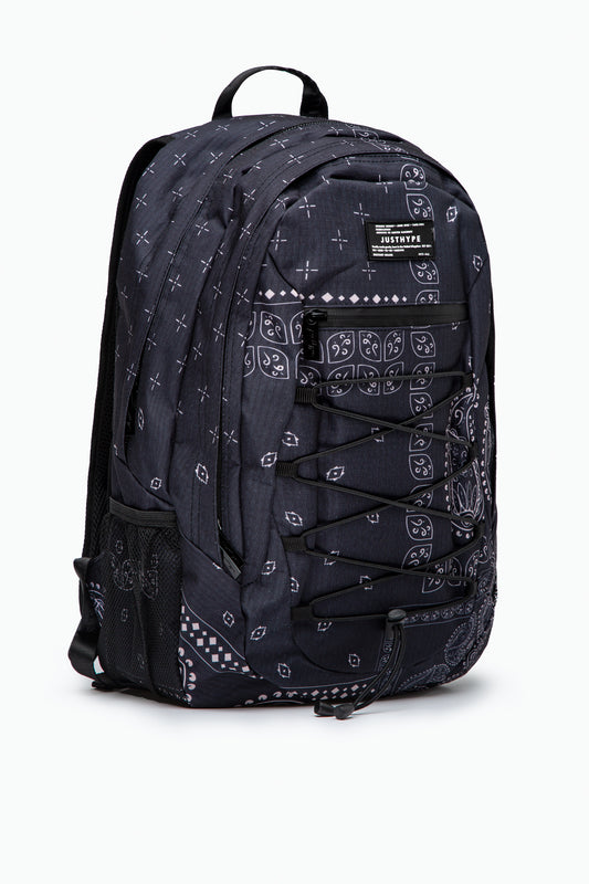 HYPE UNISEX BLACK PAISLEY PALM MILITARY PATCH MAXI BACKPACK