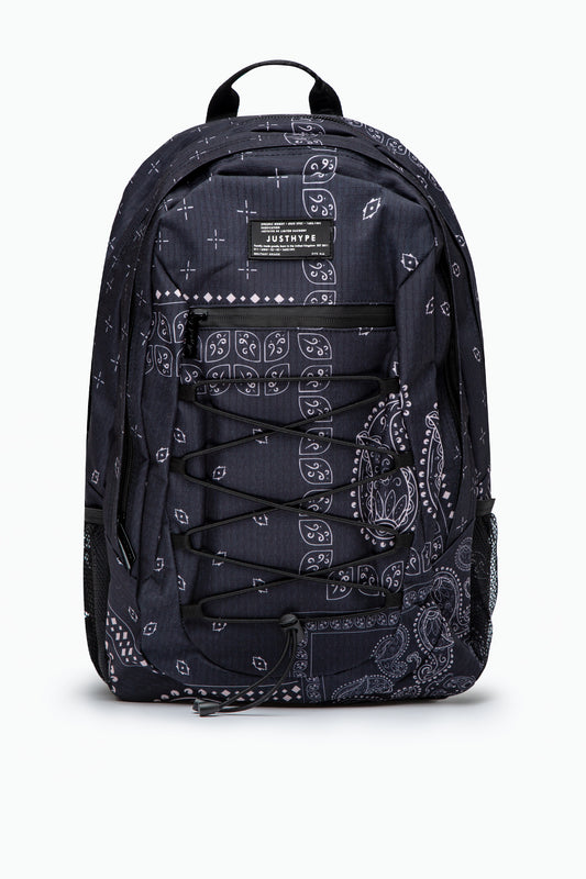 HYPE UNISEX BLACK PAISLEY PALM MILITARY PATCH MAXI BACKPACK