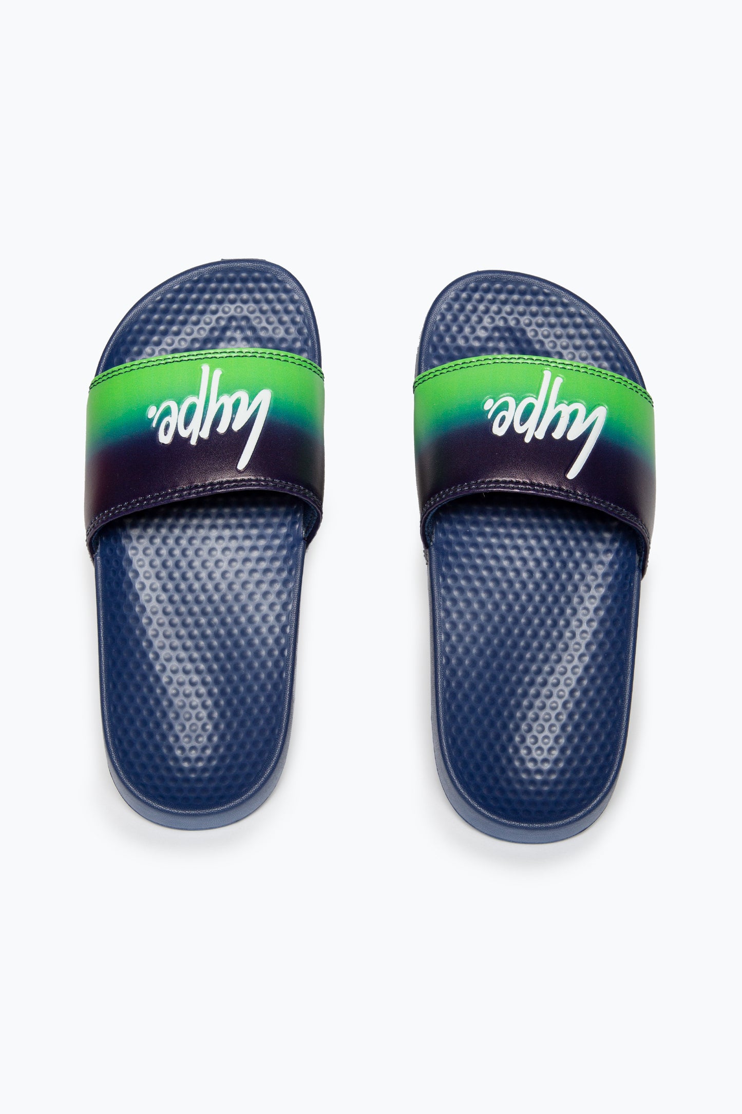 Hype Kids Unisex Green Lime Fade Script Sliders