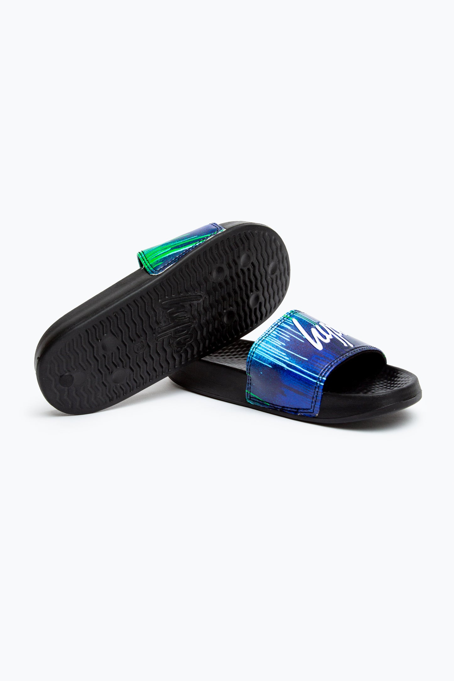 Hype Kids Unisex Black Pacific Drips Script Sliders