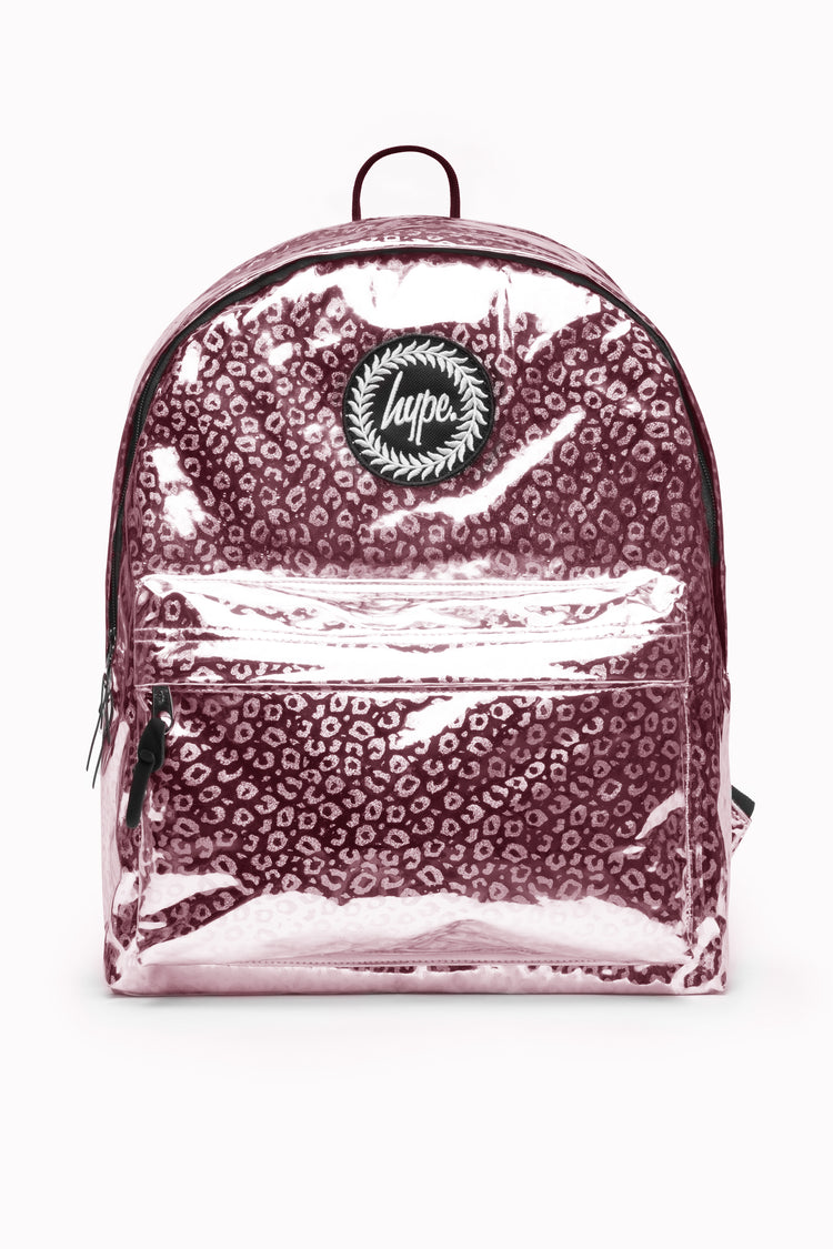 HYPE UNISEX PINK HOLOGRAPHIC LEOPARD CREST BACKPACK