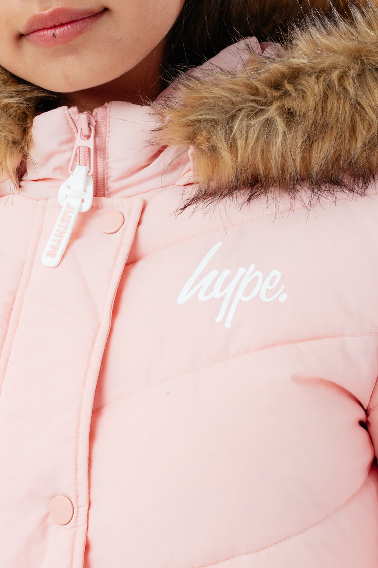 HYPE PINK FITTED GIRLS PARKA JACKET