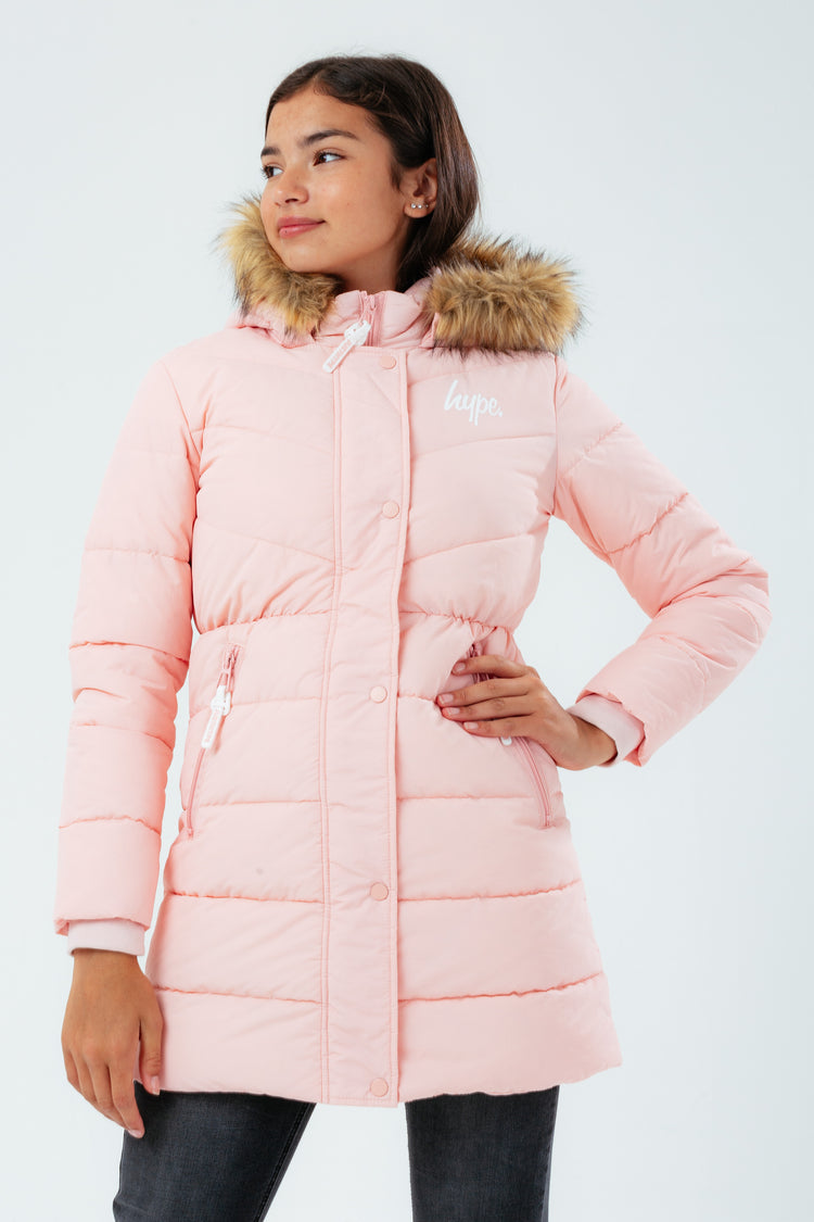 HYPE PINK FITTED GIRLS PARKA JACKET