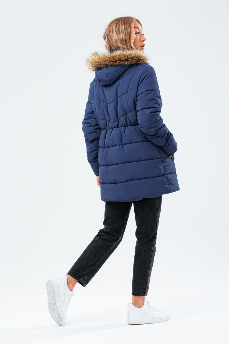 HYPE NAVY FITTED WOMEN'S PUFFER JACKET