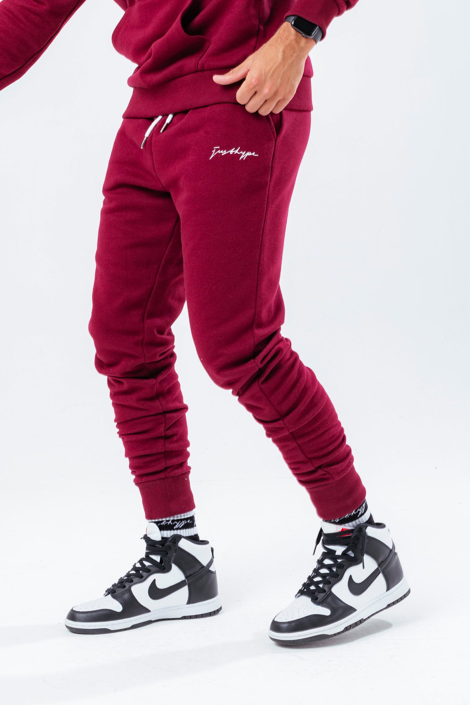 Mens burgundy sales jogging bottoms