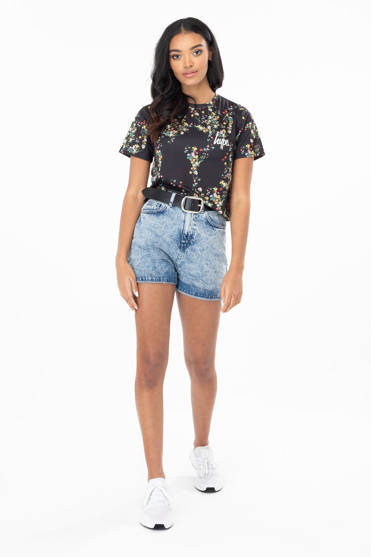 HYPE DITSY FLORAL WOMEN'S CROP T-SHIRT