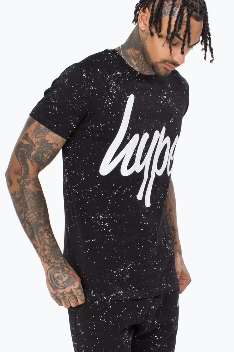 Hype Black Aop Speckle Mens T-Shirt