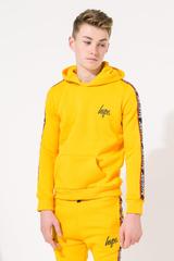 HYPE YELLOW TAPED KIDS PULLOVER HOODIE AND JOGGERS SET